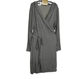 BANANA REPUBLIC Gemma Wrap Dress Print Black White Career Preppy Sz XL